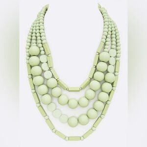 Wood Layered Bead Collar Statement Necklace